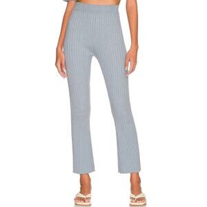 Something Navy Ribbed wide leg pants, cashmere blend, slate blue,size medium